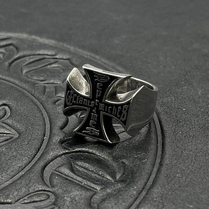 ERD Men's Distressed-Finish Cross Ring