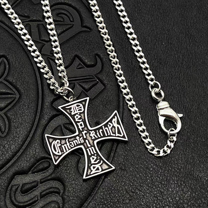 Distressed Cross Necklace in Vintage ERD Style