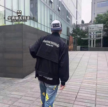 New CH Chrome Hearts Style Cross Logo Windbreaker Jacket