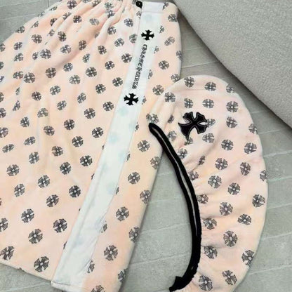 2026 New Chrome Hearts Coral Fluff Oversized Bath Towel, Headscarf, and Hair Dryer Towel