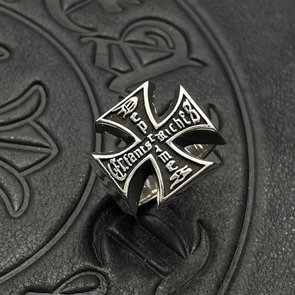 ERD Men's Distressed-Finish Cross Ring
