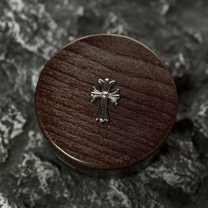 Chrome Hearts Retro Cross Ashtray with Cover Stainless Steel