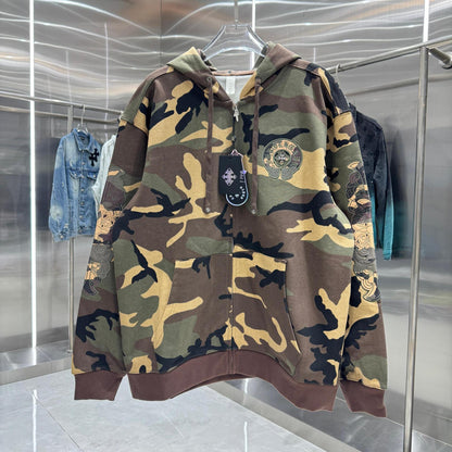 [Top Version]Chrome Hearts Style Embroidered Camouflage Hoodie