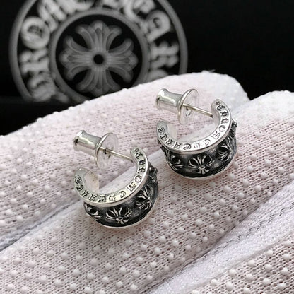 Chrome Hearts ear plug half hoop cross flower earrings