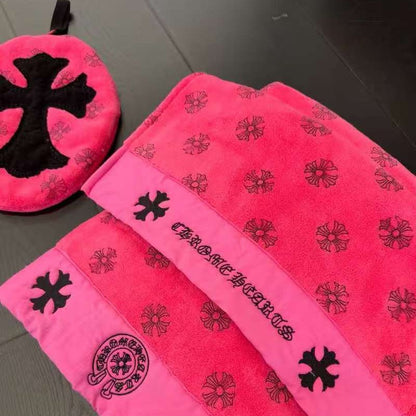 2026 New Chrome Hearts Coral Fluff Oversized Bath Towel, Headscarf, and Hair Dryer Towel