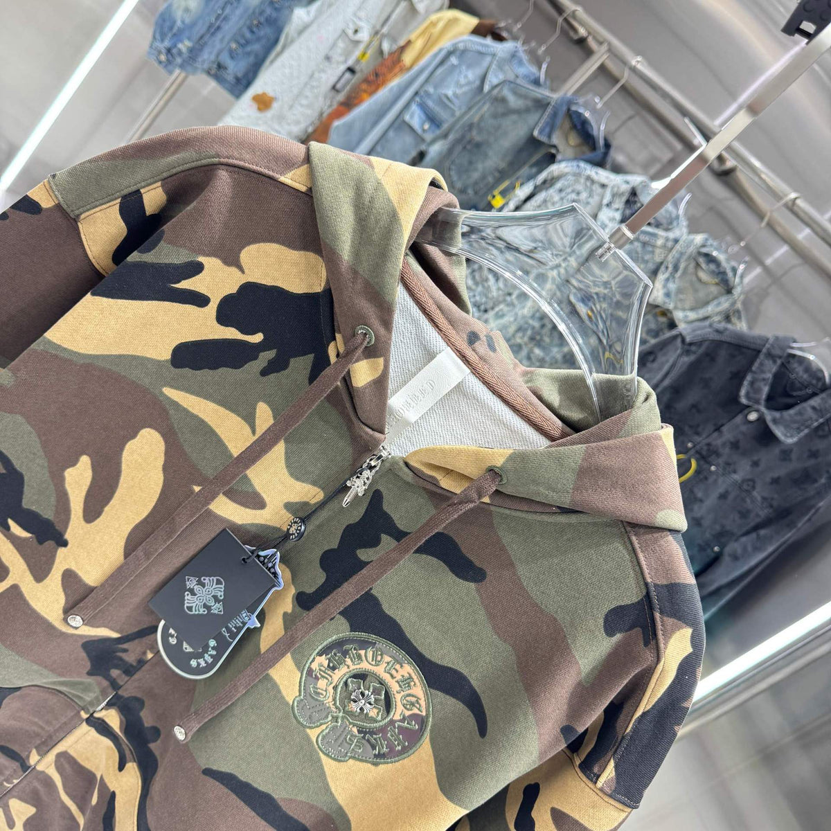 [Top Version]Chrome Hearts Style Embroidered Camouflage Hoodie