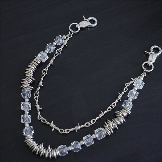 Chrome Hearts Retro fashion thorn shaped pearl bag chain