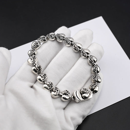 Chrome Hearts Retro Thron Heart Link ID Bracelet