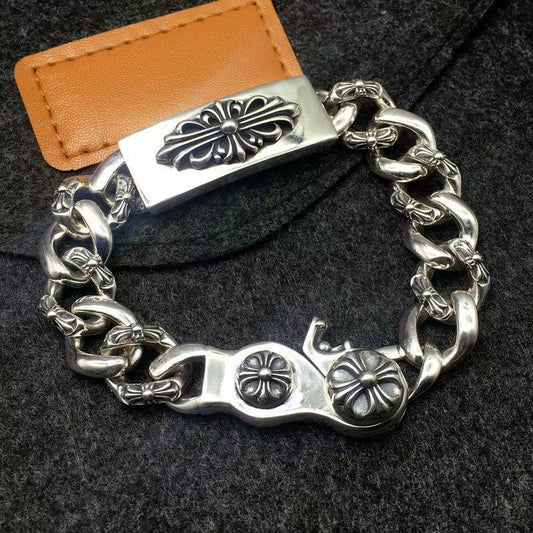Chrome Hearts Floral Cross ID Bracelet 925 Sterling silver