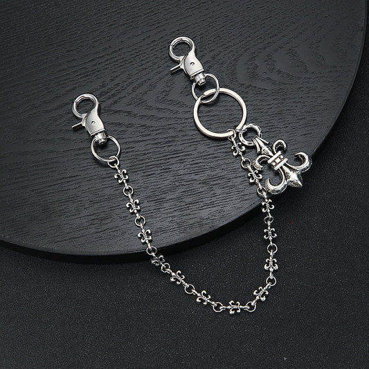 Chrome Hearts anchor chain jeans military flower matching chain