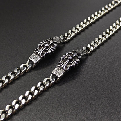 Chrome Hearts cross flower curved Cuban domineering bracelet