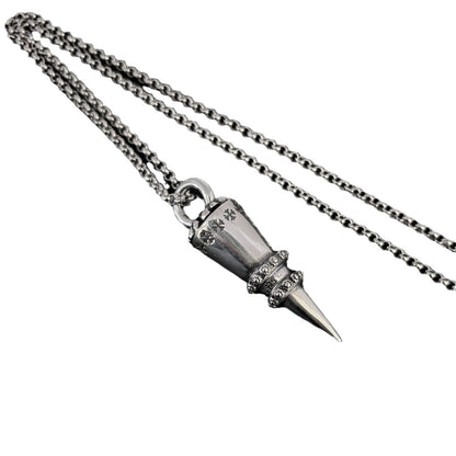 Chrome Hearts distressed cross rivet bullet pendant necklace