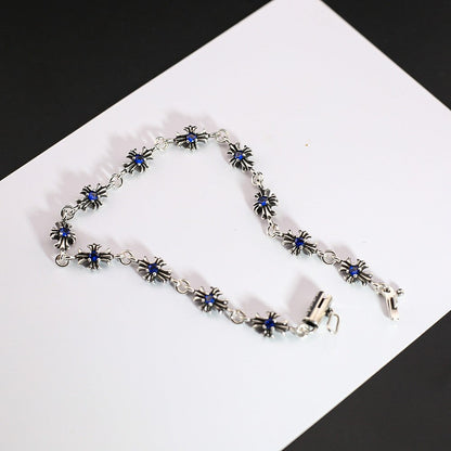 Chrome Hearts cross diamond 24k gold plated bracelet