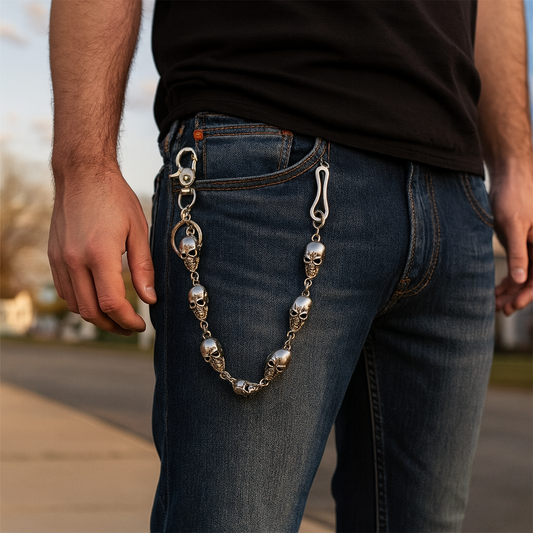 Chrome Hearts Punk metal big ghost head hip-hop pants chain