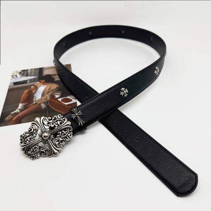 Chrome Hearts Cross Star Men's Belt PU Rivet Retro Belt