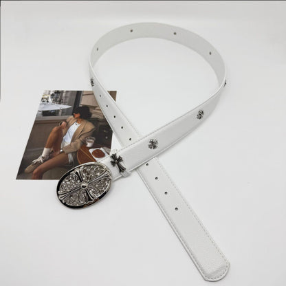 Chrome Hearts Cross Star Men's Belt PU Rivet Retro Belt