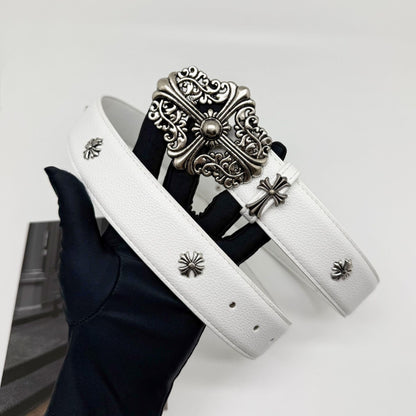 Chrome Hearts Cross Star Men's Belt PU Rivet Retro Belt
