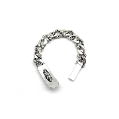 Chrome Hearts Silver Cross Link Cuban Bracelet