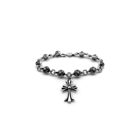Chrome Hearts Silver Cross Ball Tiny E Bracelet